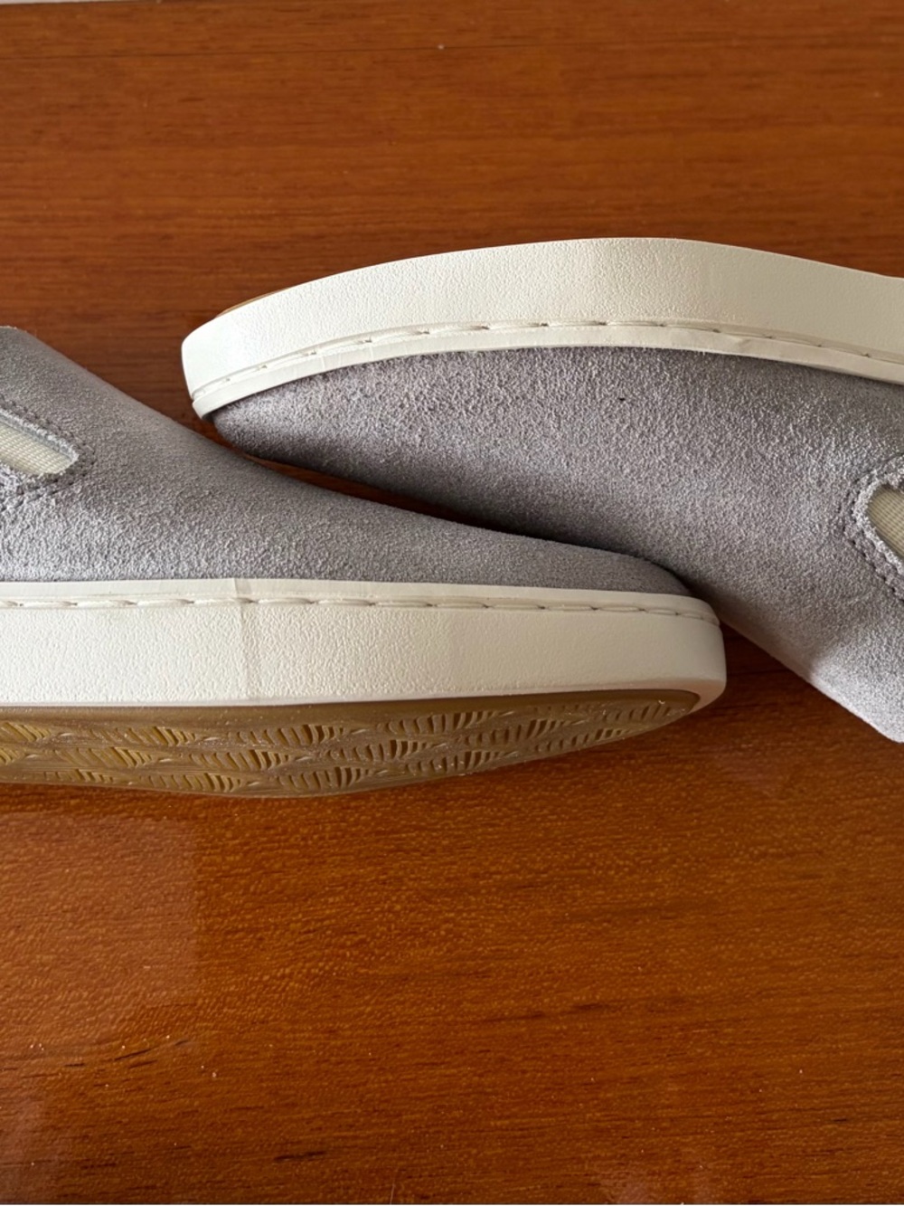 OluKai Women's Slip-On Suede Loafers in Light Gray - Picture 9 of 11